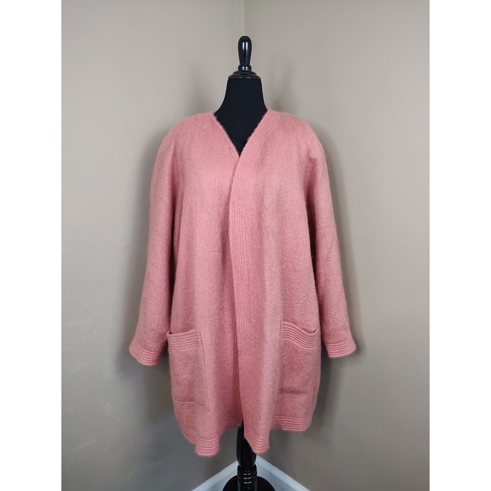 Brownstone Studio New York Pink Mohair Blend Open Front Cardigan Coat 3X Vintage